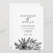 Invitation Code QR de mariage Bouquet Botanique Esquisse (Devant / Derrière)