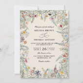 Invitation Code QR de mariage budget fougère fleurs sauvages  (Devant)
