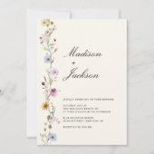 Invitation Code QR de mariage calligraphié de fleurs sauvages (Devant)