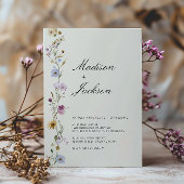 Invitation Code QR de mariage calligraphié de fleurs sauvages