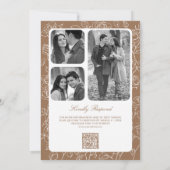Invitation Code QR de mariage catholique beige victorien (Dos)