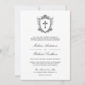 Invitation Code QR de mariage catholique noir et blanc victor (Devant)