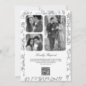 Invitation Code QR de mariage catholique noir et blanc victor (Dos)