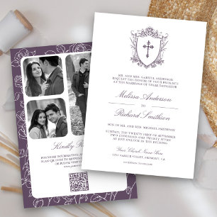 Invitation Code QR de mariage catholique poussiéreux victorie