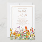 Invitation Code QR de mariage champêtre aux fleurs sauvages c (Devant)