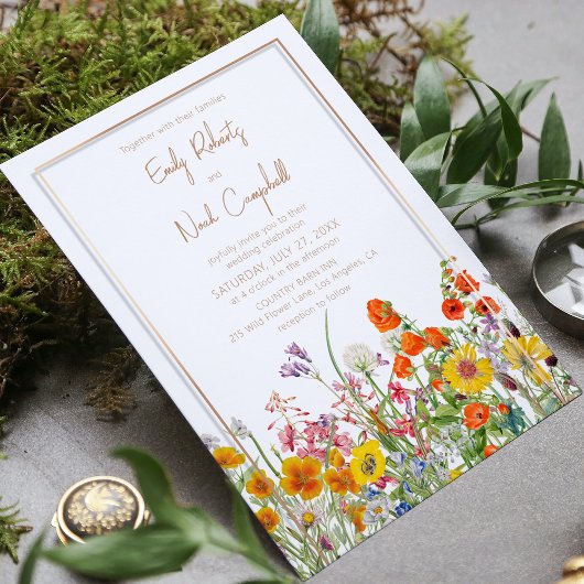 Invitation Code QR de mariage champêtre aux fleurs sauvages c
