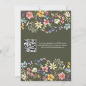 Invitation Code QR de mariage champêtre rustique vert Wildflo (Dos)