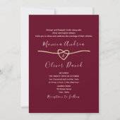 Invitation Code QR de mariage chic romantique bordeaux (Devant)