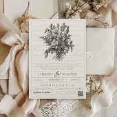 Invitation Code QR de mariage chrétien simple à motif floral