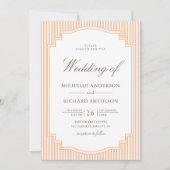 Invitation Code QR de mariage classique orange rayé (Devant)