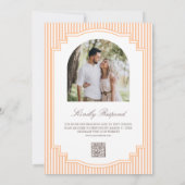 Invitation Code QR de mariage classique orange rayé (Dos)