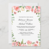 Invitation Code QR de mariage Collage photo floral rose blush (Devant)