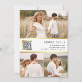 Invitation Code QR de mariage Collage photo floral rose blush (Dos)