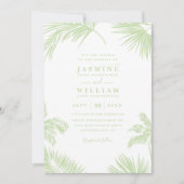 Invitation Code QR de mariage de destination de feuilles de p (Devant)