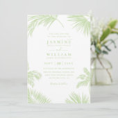 Invitation Code QR de mariage de destination de feuilles de p (Debout devant)