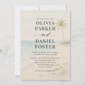 Invitation Code QR de mariage de destination de plage tropica (Devant)