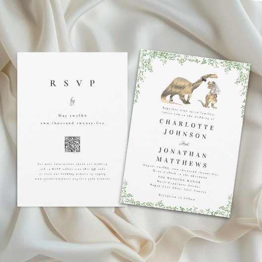 Invitation Code QR de mariage de dinosaure drôle