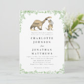 Invitation Code QR de mariage de dinosaure drôle (Debout devant)