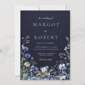 Invitation Code QR de mariage de fleur sauvage de bleuet de N (Devant)