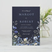 Invitation Code QR de mariage de fleur sauvage de bleuet de N (Debout devant)