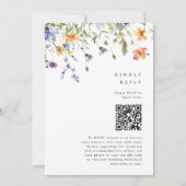Invitation Code QR de mariage de jardin de fleurs sauvages d' (Dos)
