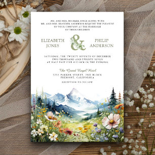Invitation Code QR de mariage de montagne de prairie de fleur