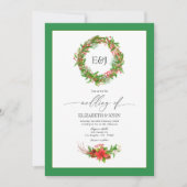 Invitation Code QR de mariage de Noël Poinsettia & Pine (Devant)