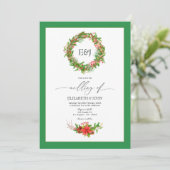 Invitation Code QR de mariage de Noël Poinsettia & Pine (Debout devant)