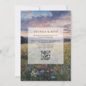 Invitation Code QR de mariage de prairie florale de fleurs sa (Dos)