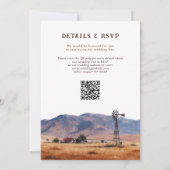 Invitation Code QR de mariage de Ranch Western Mountain Aquar (Dos)