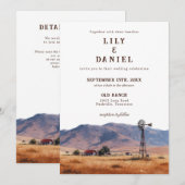 Invitation Code QR de mariage de Ranch Western Mountain Aquar (Devant / Derrière)