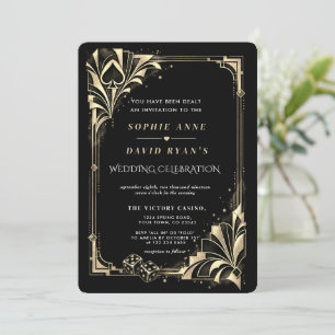 Invitation Code QR de mariage de soirée de casino Art Déco Gl