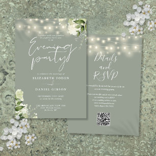 Invitation Code QR de mariage de soirée de verdure de sauge