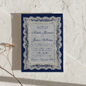 Invitation Code QR de mariage dentelle bleu royale Old Money