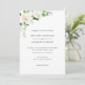 Invitation Code QR de mariage élégant à la magnolia florale (Debout devant)