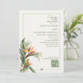 Invitation Code QR de mariage élégant de destination Photo (Debout devant)