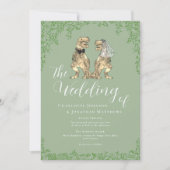 Invitation Code QR de mariage élégant de dinosaure vert sauge (Devant)