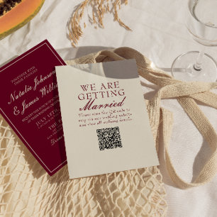 Invitation Code QR de mariage élégant en Bourgogne Ancien Arg