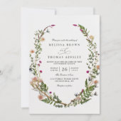 Invitation Code QR de mariage élégant et chic avec des fleurs (Devant)