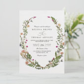 Invitation Code QR de mariage élégant et chic avec des fleurs (Debout devant)