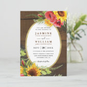 Invitation Code QR de mariage élégant et rustique aux coqueli (Debout devant)