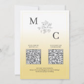 Invitation Code QR de mariage élégant jaune (Dos)