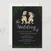 Invitation Code QR de mariage élégant noir et blanc de dinosa (Devant)