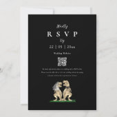 Invitation Code QR de mariage élégant noir et blanc de dinosa (Dos)