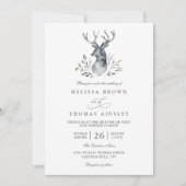 Invitation Code QR de mariage élégant rustique boho Cerf Indi (Devant)