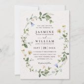 Invitation Code QR de mariage Élégant Rustique Fleurs Sauvage (Devant)