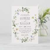 Invitation Code QR de mariage Élégant Rustique Fleurs Sauvage (Debout devant)