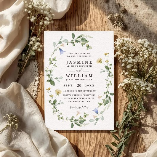 Invitation Code QR de mariage Élégant Rustique Fleurs Sauvage