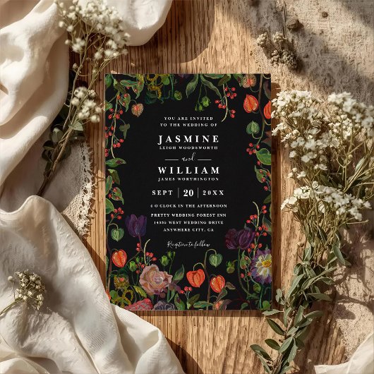 Invitation Code QR de mariage élégant rustique floral jardin
