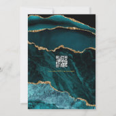 Invitation Code QR de mariage élégant sarcelle et agate dorée (Dos)